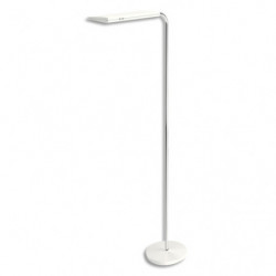 ALBA Lampadaire à LED intégrée Blanc réversible, métal et ABS Hauteur 185 cm, Tête 44x20 cm Socle D31 cm
