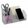 ALBA Organiseur de bureau en métal Mesh, 3 compartiments - Dim : L21 x H12,5 x P10 cm. Coloris gris métal