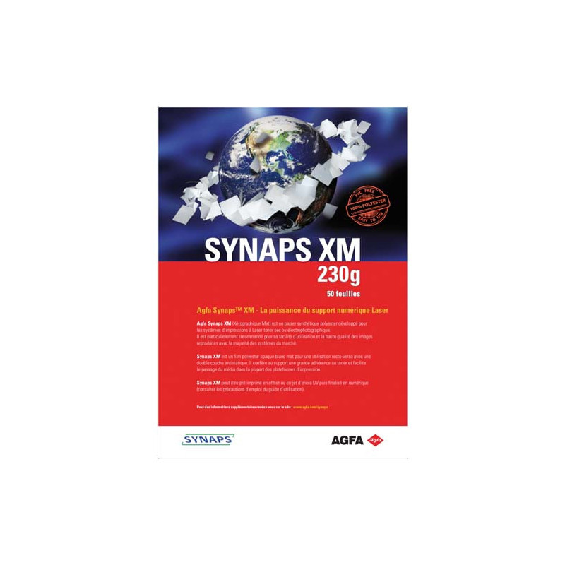 INAPA Boîte de 50 feuilles papier synthétique polyester Blanc SYNAPS XM A4 230g