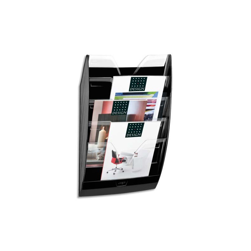 CEP Présentoir mural 5 compartiments 154, kit de fixation fourni - Dim. L35 x H58 x P12,2 cm Noir cristal