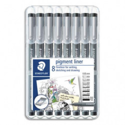 STAEDTLER Etui chevalet 8 feutres Noirs pointe calibrée 0,05/0,1/0,2/0,3/0,5/0,7/1,0/1,2/C2