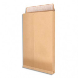 Paquet de 25 pochettes kraft armé brun 120 g, 3 soufflets de 5 cm, 26 : 275x365mm. Autoadhésive