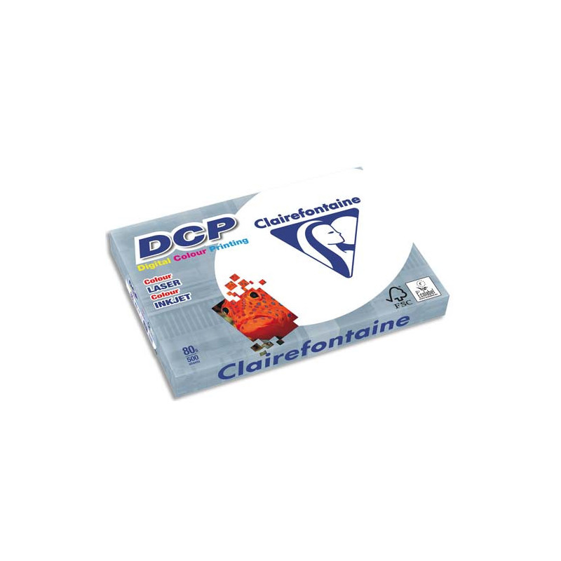 CLAIREFONTAINE Ramette de 500 feuilles papier Blanc DCP copieur, Laser, Jet d'encre couleur 80gr A4 1800