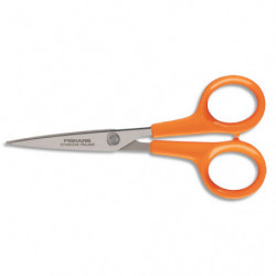 FISKARS Ciseaux Classic Micro-Tip Orange ambidextre, Longueur 13 cm pour travaux minutieux et spécifiques