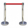 VISO Kit de 2 Poteaux chromés H91 cm avec sangle Rouge rétractable 2 mètres, en polypropylène et inox