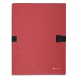 EXACOMPTA Chemise extensible NCLIP en papier toilé. Sangle à clip. Dos rainuré 13cm. Coloris rouge