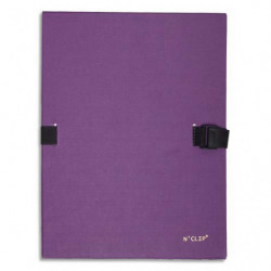 EXACOMPTA Chemise extensible NCLIP en papier toilé. Sangle à clip. Dos rainuré 13cm. Coloris violet