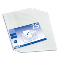 VIQUEL Sachet 25 pochettes coin PP grainé 13/100e. Coloris incolore