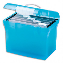 OXFORD Valise classement CLASS N GO, en polypro Bleu translucide cadenassable. Livré avec 5 dossiers