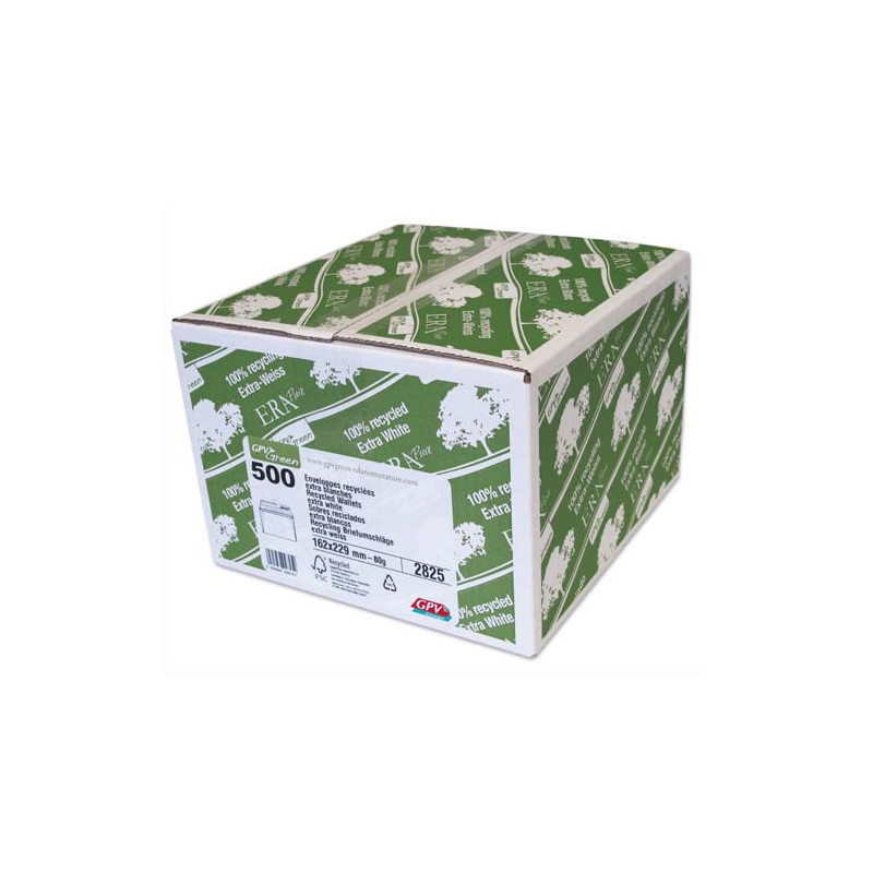 GPV Boîte de 500 enveloppes recyclées extra Blanches Erapure, format C5 162x229mm 80g 2825
