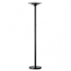 UNILUX Lampadaire à LEDS Variaglass Noir avec vasque verre - H180 cm, Socle D34 cm, vasque D36 x H6 cm