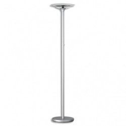 UNILUX Lampadaire à LEDS Variaglass Gris métal avec vasque verre, H180 cm, Socle D34 cm, vasque D36xH6 cm