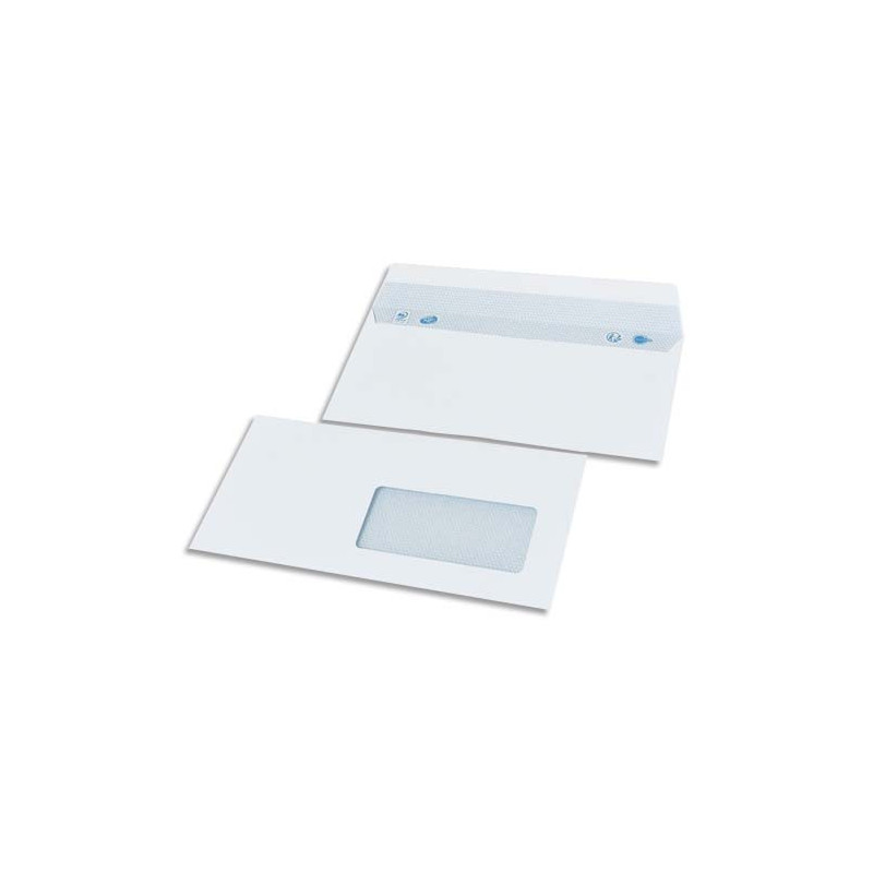 BONG Boîte de 500 enveloppes NF DL 110x220mm fenêtre 45x100mm vélin Blanc 80g auto-adhésive