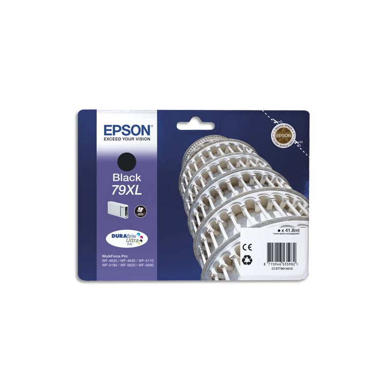 EPSON Cartouche Jet d'Encre Noire XL (2 600 p) ''Tour de Pise'' - C13T79014010