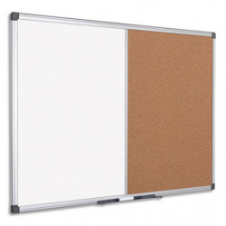 BI-OFFICE Tableau combiné Maya, moitié Liège et laqué Blanc magnétique - Format : L120 x H90 cm