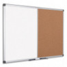 BI-OFFICE Tableau combiné Maya, moitié Liège et laqué Blanc magnétique - Format : L120 x H90 cm