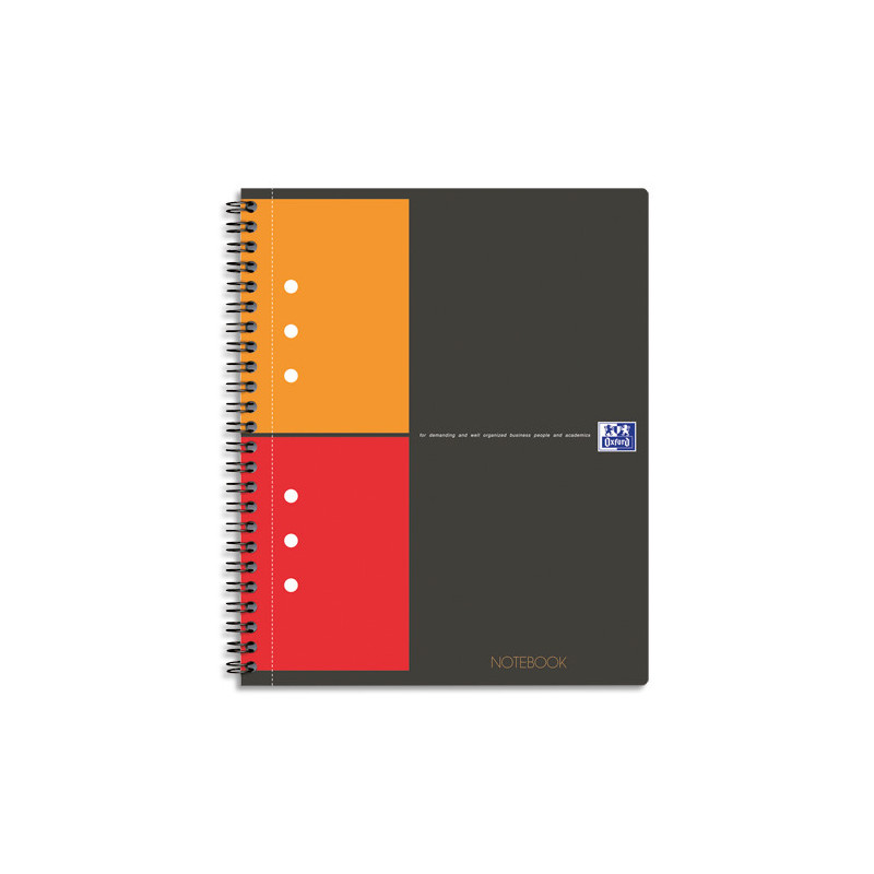 OXFORD Cahier NOTEBOOK spirale 17x21cm 160 pages perforées 80g 5x5 Couverture polypro Gris