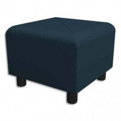 Pouf carré Izar Bleu nuit Ginko en PVC et coton, structure métallique