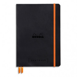 RHODIA Carnet Rhodiarama souple 14,8x21cm 240 pages points Dot / élastique. Couverture simili-cuir Noir