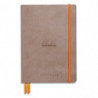 RHODIA Carnet Rhodiarama souple 14,8x21cm 240 pages points Dot / élastique. Couverture simili-cuir taupe