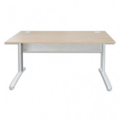 MT INTERNATIONAL Bureau droit pied en L Hêtre Blanc MT5 - Dimensions : L140 x H73 x P80 cm
