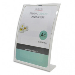 DEFLECTO Porte-affiche incliné vertical A4 forme bombé Blanc - L23,3 x H31 x D9 cm