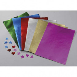 O COLOR Ramette 100 feuilles métallisées 1 face, format A4, couleurs or, Rouge, Rose, argent, Vert, Bleu