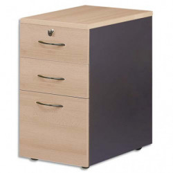 MT INTERNATIONAL Caisson 3 tiroirs hauteur bureau MT3 Confort - Dim : L43 x H74 x P80 cm Hêtre anthracite
