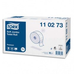 TORK Colis de 6 Bobines de Papier toilette Maxi Jumbo Premium doux 2 plis L360 m x D26 cm Blanc logo Bleu