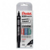 PENTEL Pochette de 4 Marqueurs permanent N50 Pointe ogive - Assortis Noir, Bleu, Rouge, Vert