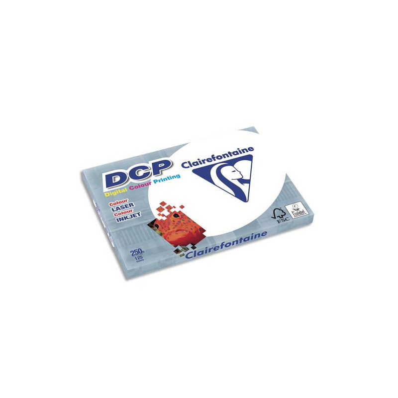 CLAIREFONTAINE Ramette de 125 feuilles papier Blanc DCP copieur, Laser, Jet d'encre couleur 250gr A3 1858