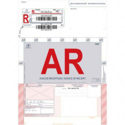 TECHMAY LOGETIQ Boîte de 250 imprimés recommandés avec AR international A4 IB1 3263