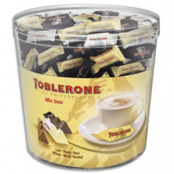 TOBLERONE Boîte de 904g Minis Toblerone 3 variétés de chocolat : au Lait, Noir et Blanc en sachet