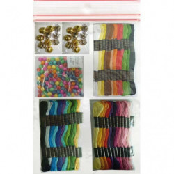 GRAINE CREATIVE Kit 8 bracelets brésililens : 36 échevettes, 100 perles, 20 grelots, notice