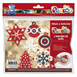 PERLOU Kit d'activité perles à repasser, 1000 perles assorties, 1 plaque, 5 modèles, thèmes Noël