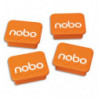 NOBO Paquet de 4 aimants pour tableaux blancs ou en verre magnétiques, 18 x 22 mm, orange, 1905327