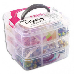 GRAINE CREATIVE Boîte de rangement 3 étages 18 compartiments 15x15x12,5 cm