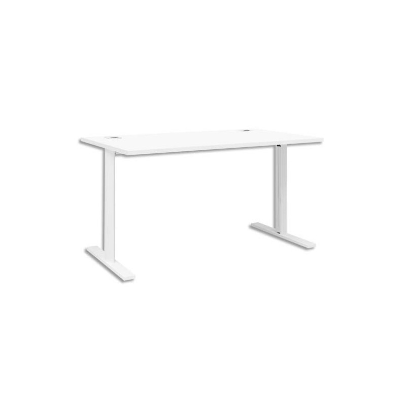 GAUTIER OFFICE Bureau pied I fixe Yes Blanc - Dimensions : L140 x H74 x P80 cm