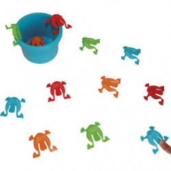 FIRST LOISIRS Seau de 12 grenouilles sauteuses. Jeu de dextérité.