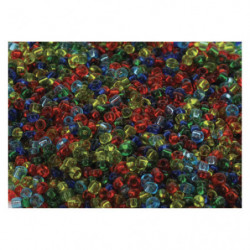 O COLOR Bocal de 500 perles de rocailles transparentes, diamètre 2,5mm, couleurs assorties