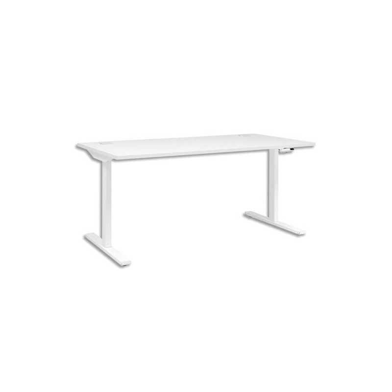 GAUTIER OFFICE Bureau pied I ajustable en hauteur et électrique Yes Blanc - Dim : L160 x H70/120 x P80 cm