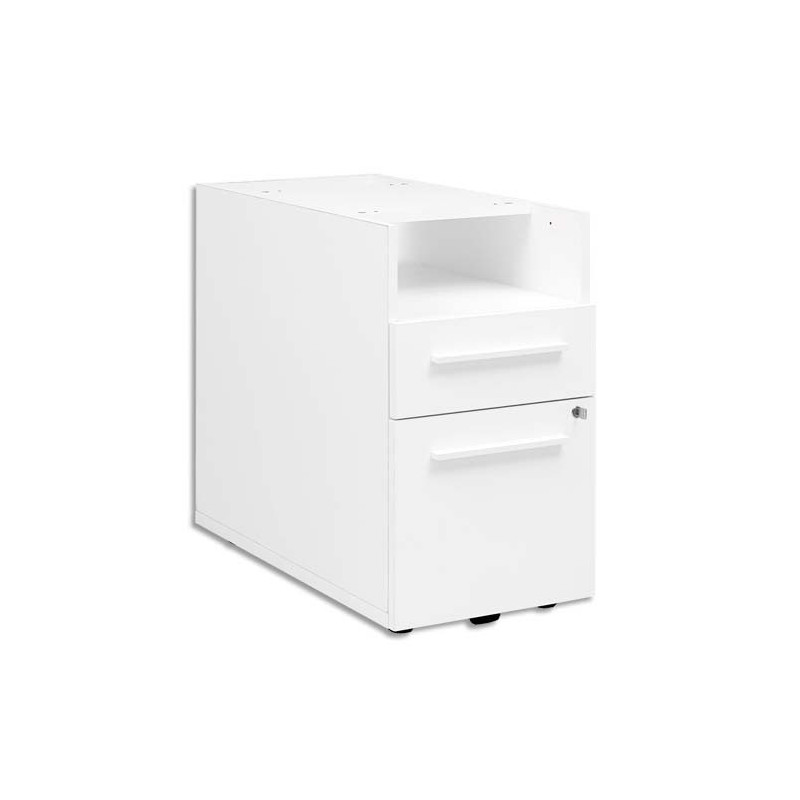 GAUTIER OFFICE Caisson bout de bureau pré-monté Yes Blanc, 2 tiroirs - Dimensions : L42 x H71 x P80 cm