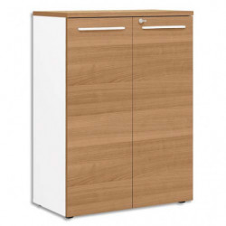 GAUTIER OFFICE Rangement mi-hauteur 2 portes pleines Yes façade et dessus Merisier L80 x H109 x P42 cm