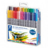 STAEDTLER Set 72 Feutres de coloriage double pointe fine 0,5 à 0,8mm et large 3mm, à base d'eau, assortis