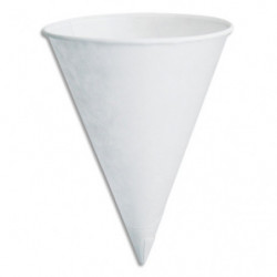 HUHTAMAKI Boîte de 250 Cônes en papier Blancs 12 cl pour boissons froides, Diamètre 7 x Hauteur 10 cm