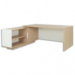 GAUTIER OFFICE Bureau retour Gauche Brabant Chêne Blanc - Dimensions : L200/218 x H75 x P90/180 cm