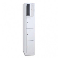 MT INTERNATIONAL Vestiaire 4 Cases 1 Colonne en acier Blanc, L30 x H180 x P50 cm, case L22xH40xP47,5 cm