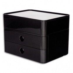 HAN Boîte rangement SMART-BOX ALLISON 2 tiroirs + 1 boîte à ustensiles Dim (lxhxp) : 26x19x19,5cm Noir