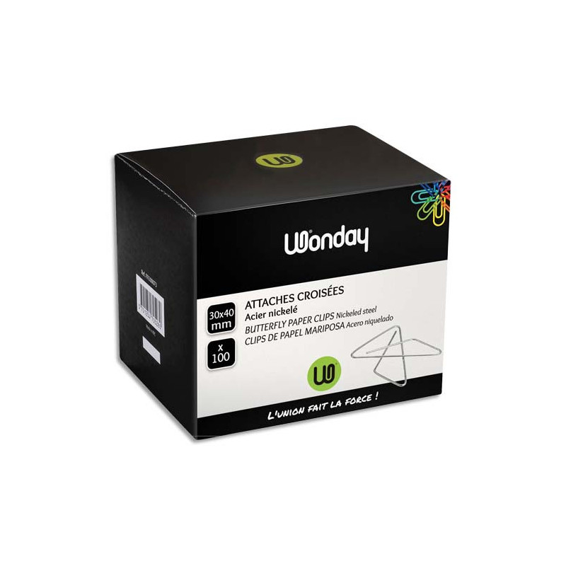 WONDAY Boîte de 100 attaches lettres nickelé 30x40mm