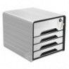CEP Bloc class Smoove Secure Noir/Blanc 1 maxi tiroir qui ferme à clé+3 tiroirs std L36xH27,1xP28,8cm